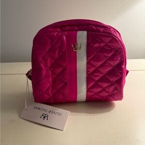 Oliver Thomas KST Cosmetic Case Medium - Fuchsia White Stripe